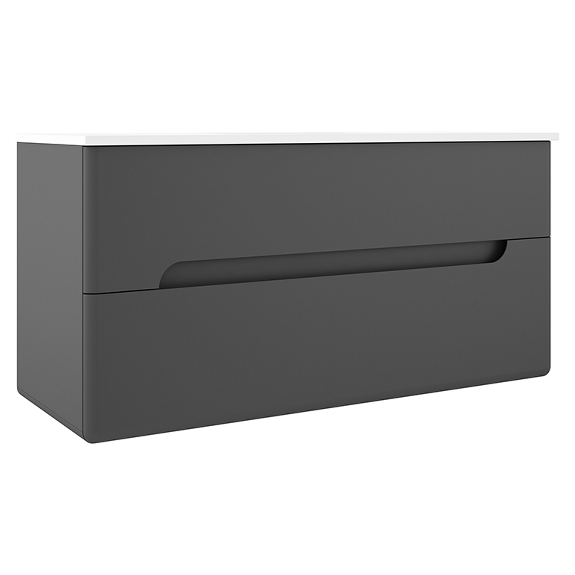 Dobbelt Servantskap Rondo Mørkgrå Matt 120 cm med Servant Hvit Blank