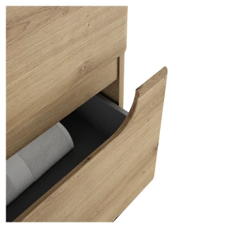 Dubbelt Badrumskommod <strong>Rondo</strong>  Ek Matt 120 cm med Handfat Vit Blank