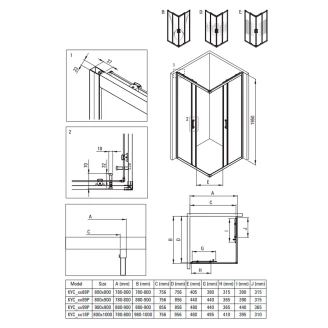Duschhörn <strong>Funkia</strong>  Evo Rektangulär Titanium 80x90 cm
