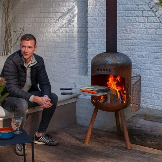 BonFeu <strong>Grillset</strong>  med Eldstad BonBono Cortenstål, Regnmössa & Överdrag