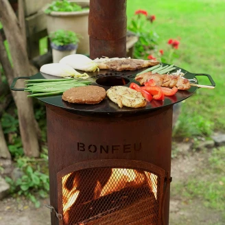 BonFeu <strong>Grillset</strong>  med Eldstad BonGiano LP Cortenstål, Plancha & Överdrag