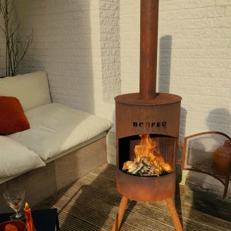 BonFeu Set med Eldstad BonTon Cortenstål, Regnmössa & Överdrag