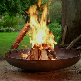 <strong>Grillset</strong>  med Eldskål 80 cm Cortenstål, Fötter Stjärna Carbon, Lock & Grillgaller Halvrund