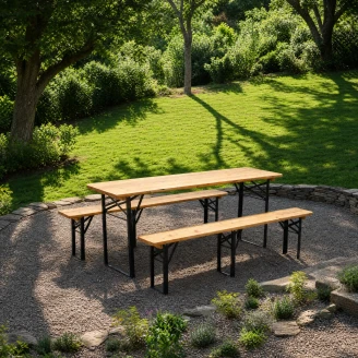Trädgårdset med Bord 177x43 cm & 2 Bänkar <strong>Irwin</strong>  Trä