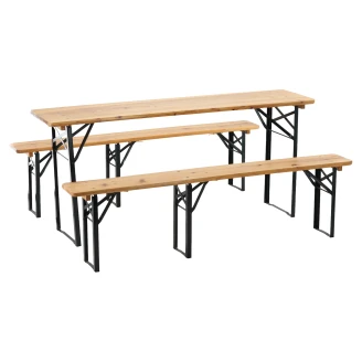Trädgårdset med Bord 177x43 cm & 2 Bänkar <strong>Irwin</strong>  Trä