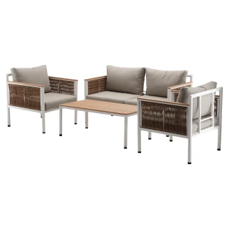Trädgårdsse med Soffa, <strong>Avanto</strong>  Beige, Beige 2 Fåtöljer, Bord & Dynor