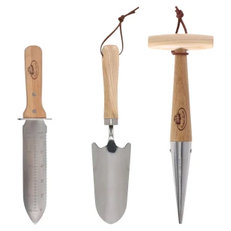 Trädgårdsredskapsset med Planteringspinne, Kniv med Verktygsfodral & Spade <strong>Coreline</strong>  Trä