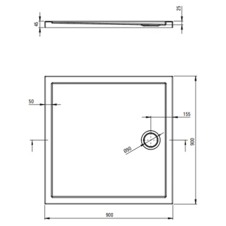 Duschhörn med Duschkar <strong>Funkia</strong>  Evo Kvadratisk Titanium 90x90 cm Randigt Mönster