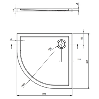 Duschhörn med Duschkar <strong>Funkia</strong> Evo Rund Krom 80x80 cm Randigt Mönster