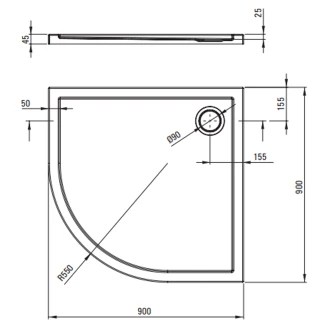 Duschhörn med Duschkar <strong>Funkia</strong> Evo Rund Krom 90x90 cm Randigt Mönster
