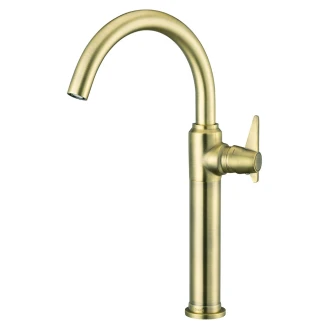 Tvättställsblandare med Ett Handtag <strong>Temisto</strong>  Guld Matt 37.3 cm