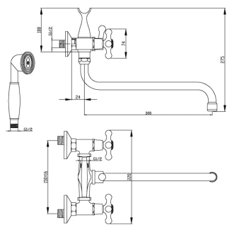 Badkarsblandare <strong>Loxley</strong>  Krom Blank 30 cm