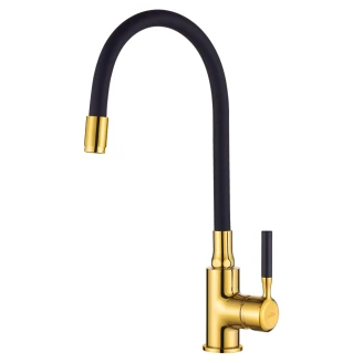 Köksblandare <strong>Tresse</strong>  Svart-Guld med Flexibel Pip