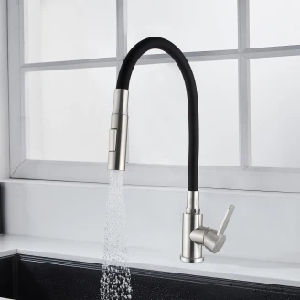 Köksblandare <strong>Taormina</strong>  Svart-Inox Matt med Flexibel Pip