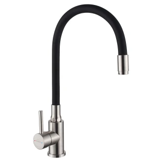 Köksblandare <strong>Savino</strong>  Svart-Inox Matt med Flexibel Pip