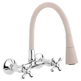 Väggmonterad Köksblandare <strong>Loxley</strong>  Beige Matt med Flexibel Pip