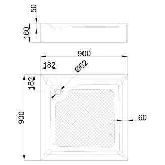 Duschkar Reviva 90x90 cm Kvadratisk Vit Blank