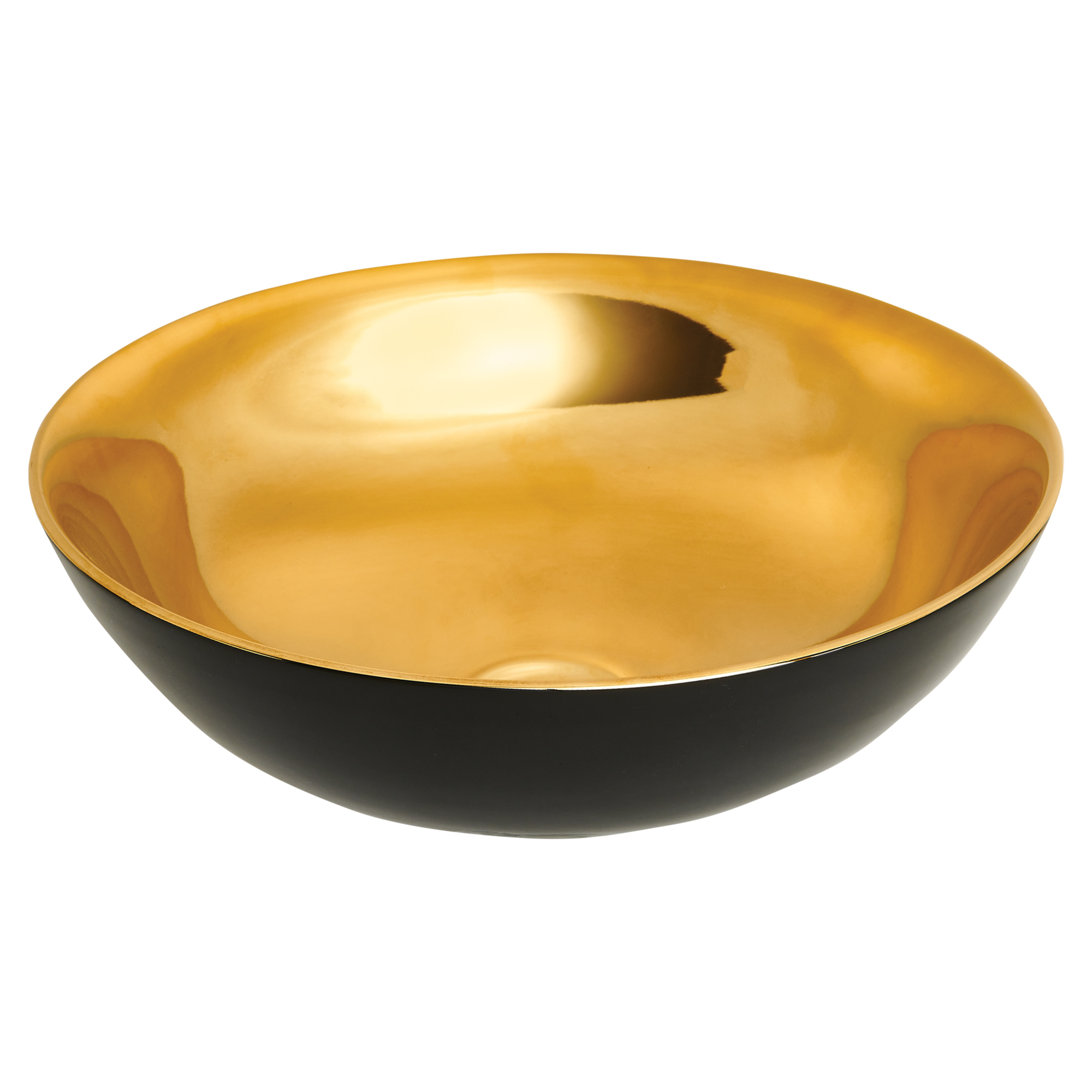 Tvättställ Rille Rund Guld-Svart Blank 40 cm
