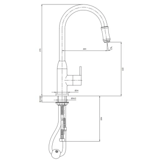 Omnires Köksblandare med Utdragbar Pip Clip Krom Blank