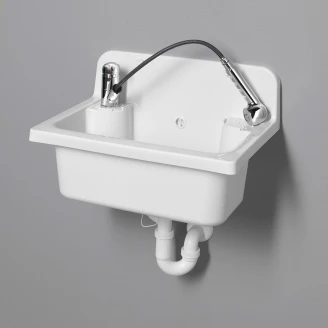 Plast Utslagsvask <strong>Tvaro</strong>  Vit Blank 55x37 cm med Vattenlås