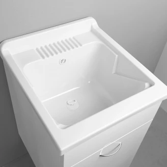 Tvättbänk Tvaro Vit 45x50 cm med Vattenlås