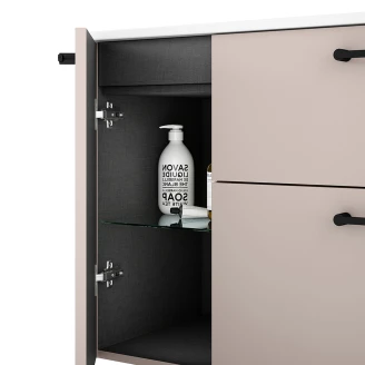 Badrumskommod Svart Ombra Beige 120 cm med Handfat Vit & Ben