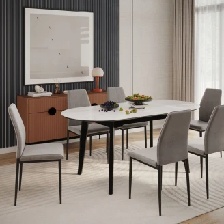Matbord <strong>Tivaro</strong>  Vit Marmor, Svart 140/180x85 cm