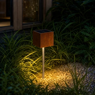 Cortenique Pollare med Solpanel <strong>Rustika</strong>  Cortenstål 60 cm