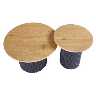 Set med Soffbord Everton Ø70 & Ø50 cm Trä, Svart