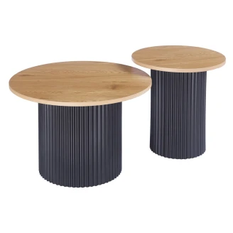 Set med Soffbord <strong>Everton</strong>  Trä, Svart Ø 70 & Ø 50 cm