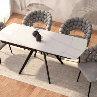 Matbord <strong>Tivaro</strong>  Vit Marmor, Svart 120-180x80 cm