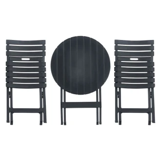 Trädgårdset med Bord Novatis Svart Ø60 cm & 2 Stolar