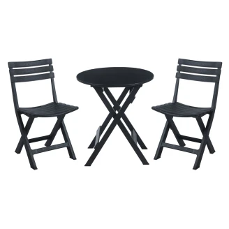 Trädgårdset med Bord Ø 60 cm & 2 Stolar <strong>Novatis</strong>  Svart