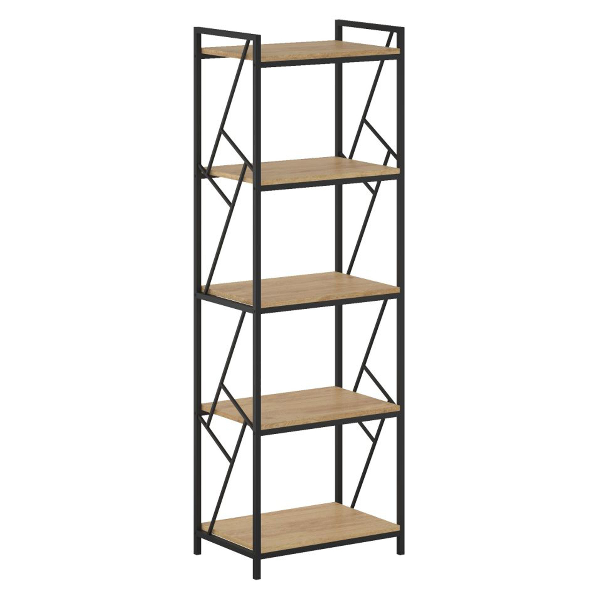 Hylla Voxwood Natur Ek, Svart 40x60x180 cm