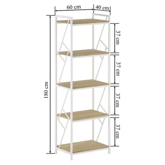 Hylla <strong>Voxwood</strong>  Natur Ek, Vit 40x60x180 cm