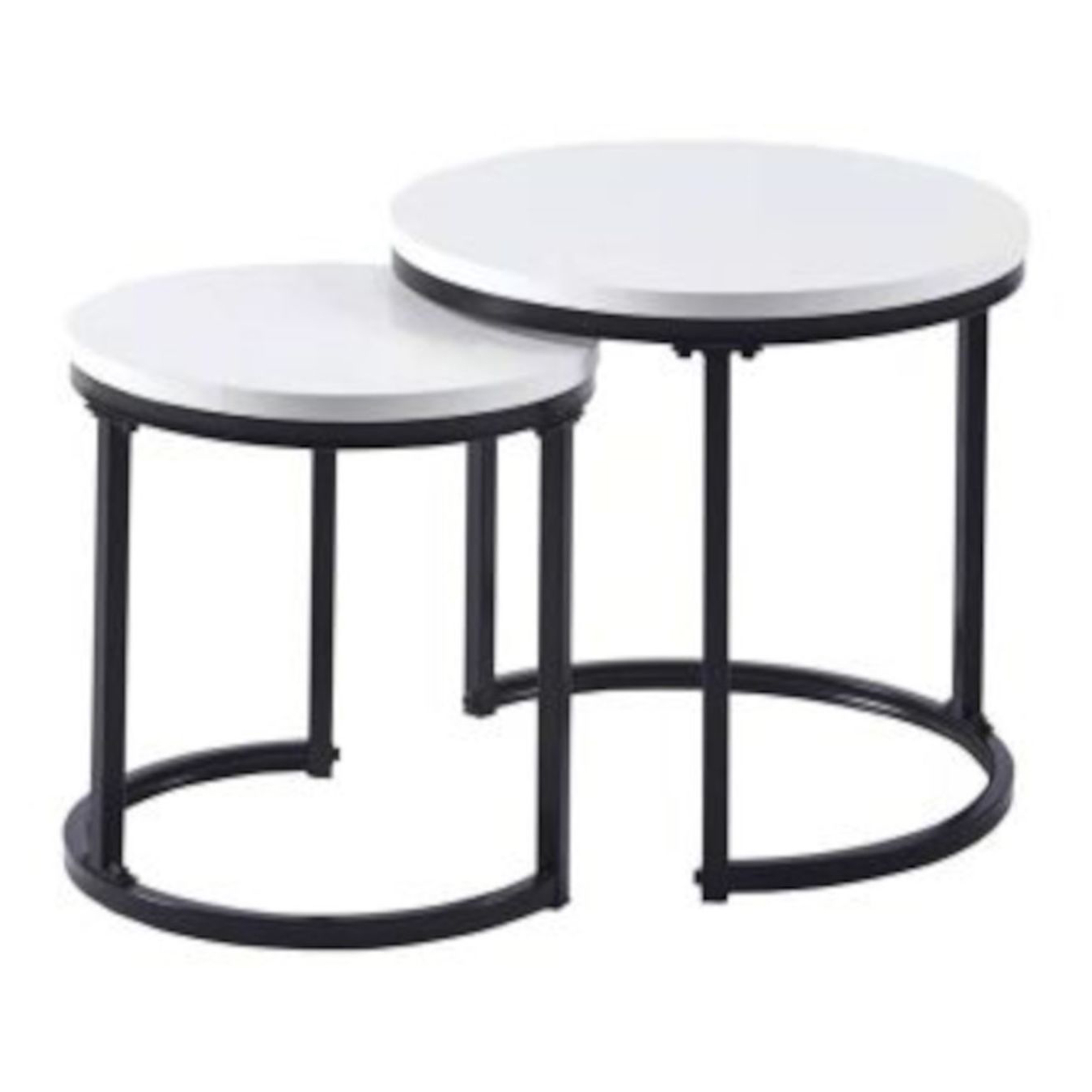 Set med Sidobord Ellison Vit Ø 50 cm & Ø 40 cm