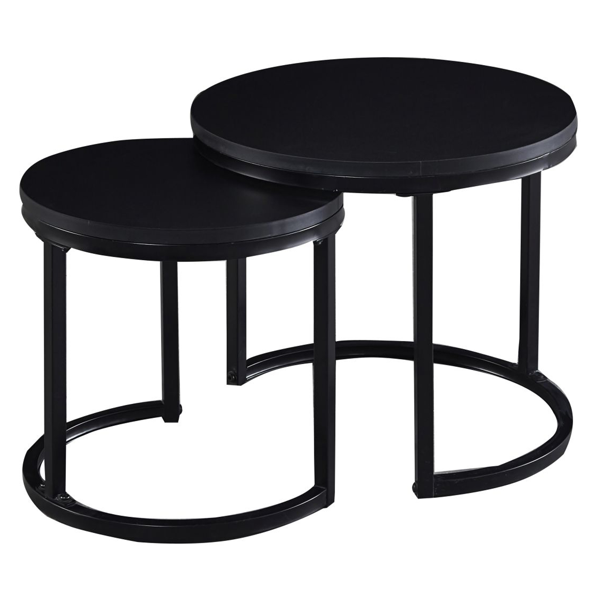 Set med Sidobord Ellison Svart Ø 50 cm & Ø 40 cm