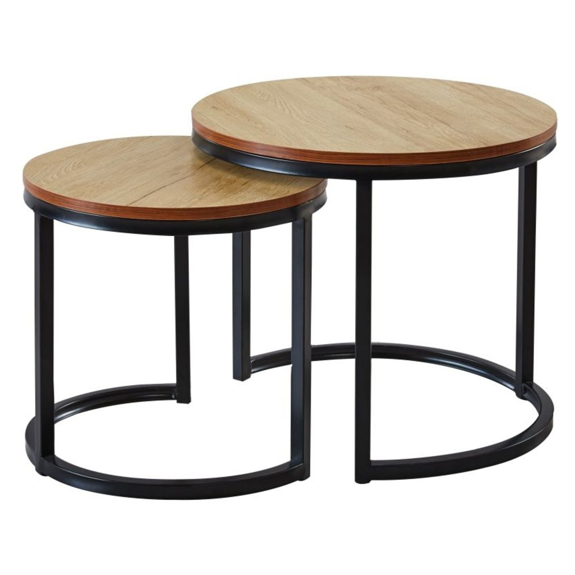 Set med Sidobord Ellison Natur Ek Ø 50 cm & Ø 40 cm