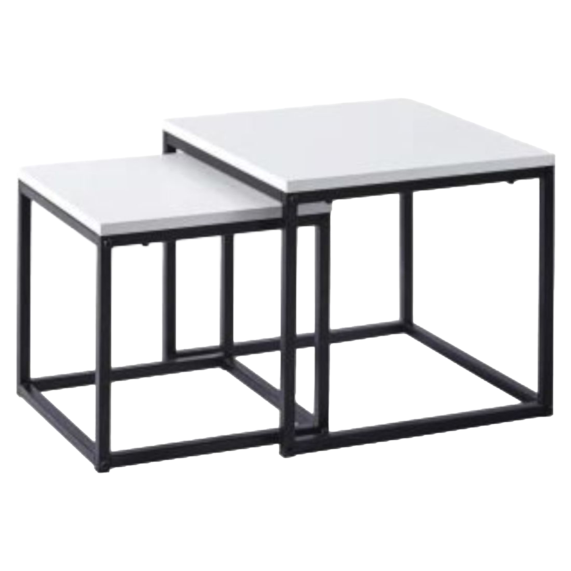 Set med Sidobord Ellison Vit 50x50 cm & 40x40 cm