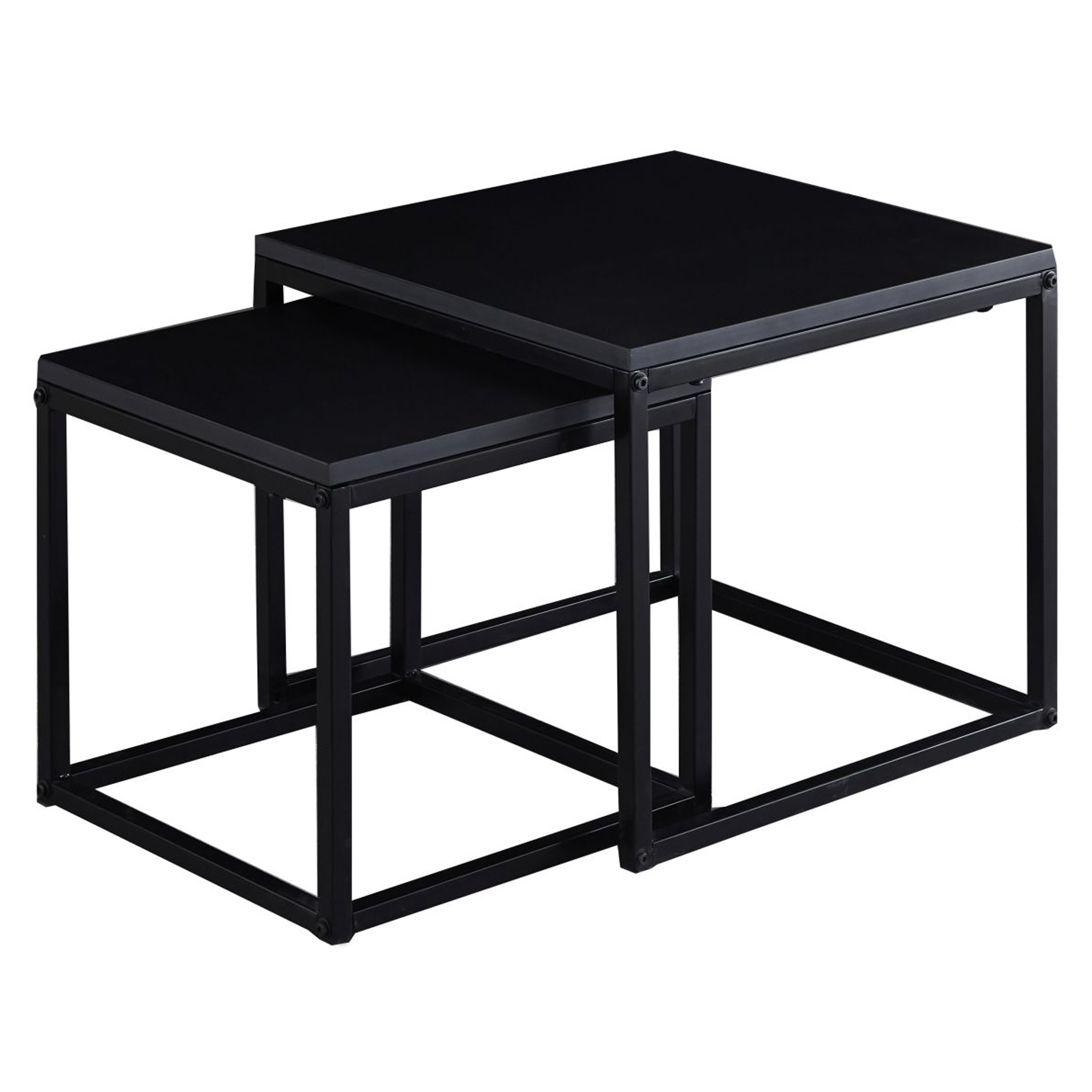 Set med Sidobord Ellison Svart 50x50 cm & 40x40 cm
