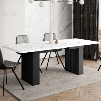 Matbord <strong>Mercer</strong>  Vit, Svart Marmor 160-200-240x80 cm