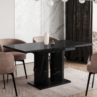 Matbord <strong>Fenton</strong>  Vit, Svart Marmor 120-180x80 cm