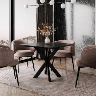 Matbord <strong>Danbury</strong>  Vit, Svart Marmor 90x90 cm