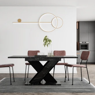 Matbord <strong>Benton</strong>  Vit, Svart Marmor 140-180x80 cm