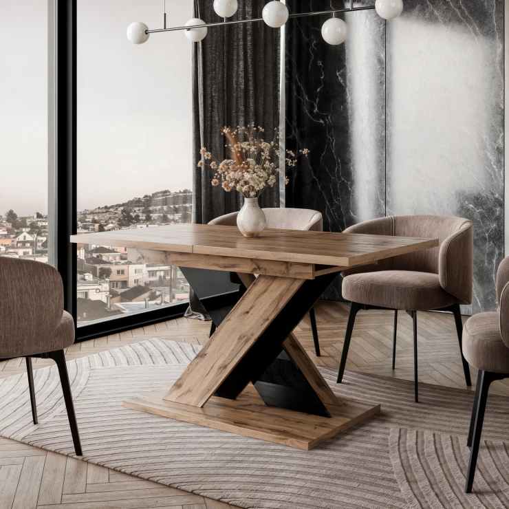 Matbord Benton Trä, Svart 120-160x80 cm