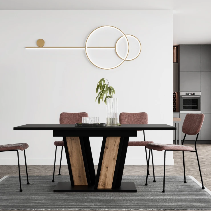 Matbord Alton Svart, Trä 140-180x80 cm
