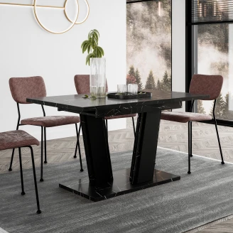 Matbord <strong>Alton</strong>  Vit, Svart Marmor 140-180x80 cm
