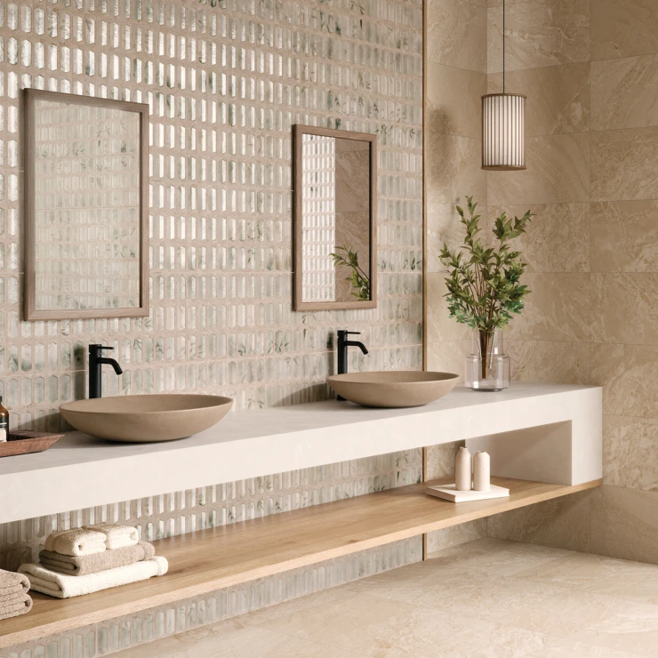 Dekor Kakel Vidde Beige Matt-Blank Relief 31x56 cm