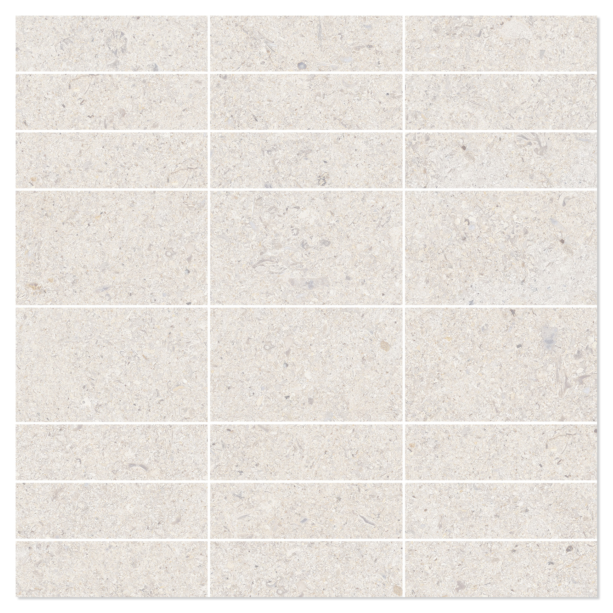 Mosaik Klinker Litha Vit Halvpolerad 30x30 cm