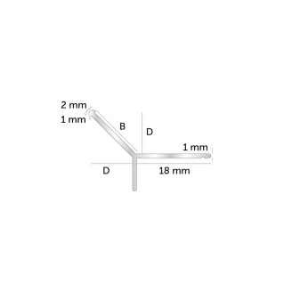 Kakellist i Blank Aluminium <strong>Y-profil</strong>  12mm x 2.5m